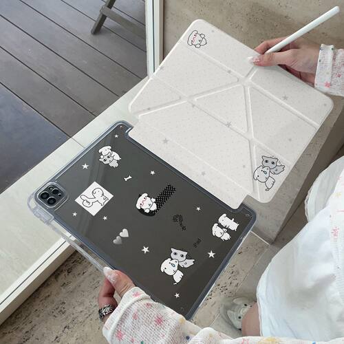卡通小狗适用苹果2026新款苹果ipad11代保护壳Y型三折ipad air7带笔槽11英寸10.2卡通平板壳亚克力防摔平板套