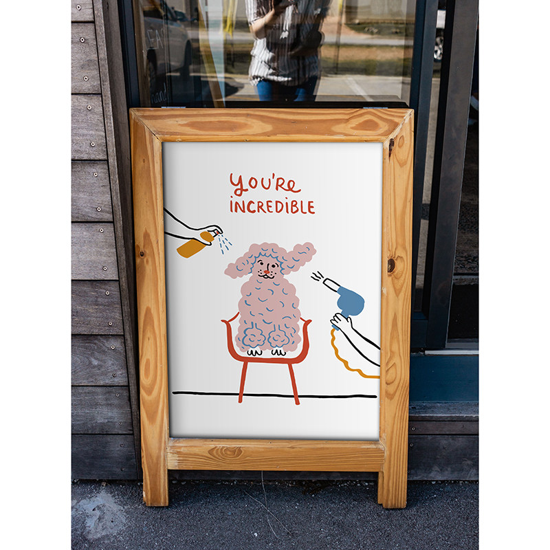 敲可爱 狗狗洗剪吹宠物店不干胶ins墙贴海报拍照道具儿童房装饰画