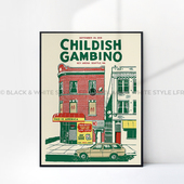 ins风小众艺术海报 店 美式 复古黑白装 简约墙贴 饰画 街边