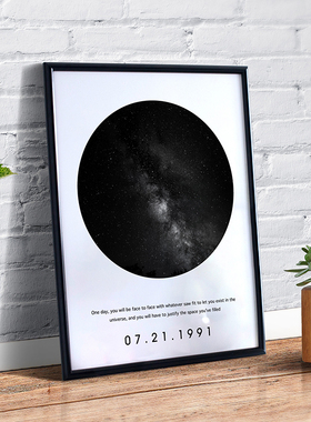 scandinavia纳维亚风格黑白圆形银河艺术海报纸ins装饰画拍照背景
