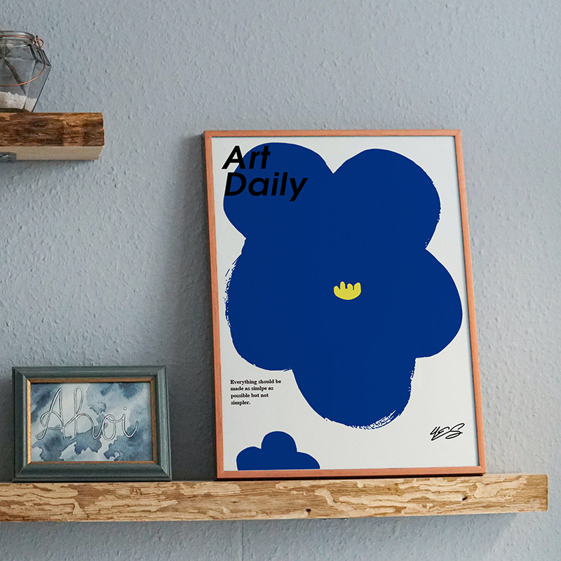 克莱因蓝 纯蓝色极简复古怀旧艺术海报直播间摄影棚背景ins装饰画