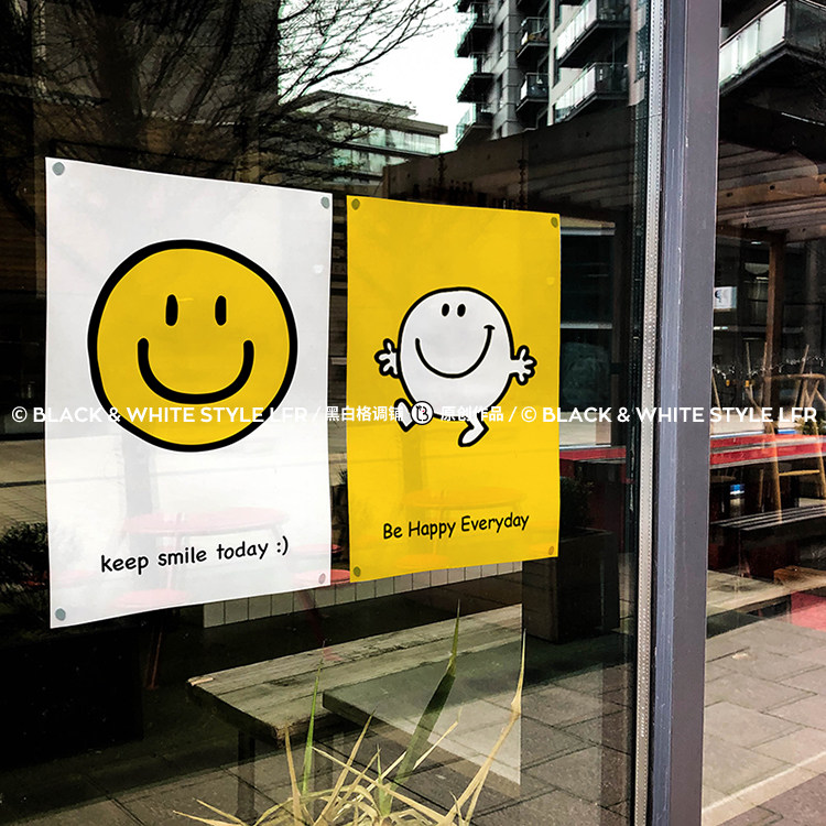 smile韩国ins风笑脸海报拍照道具儿童摄影室墙贴装饰画动漫治愈系