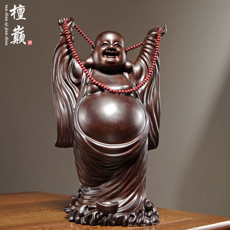 黑檀木家居客厅工艺品弥勒佛像