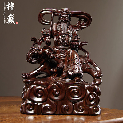 黑檀木赵公明摆件五路财神工艺品
