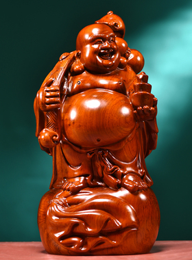 花梨木雕大号弥勒佛像摆件实木