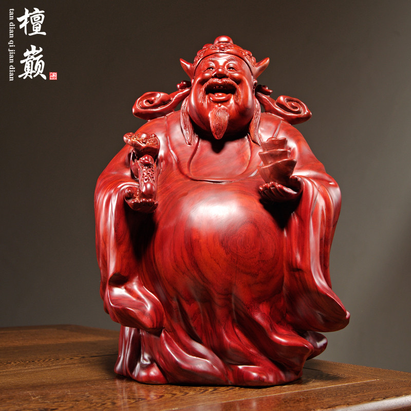 红花梨木雕佛像乔迁送礼文财神爷