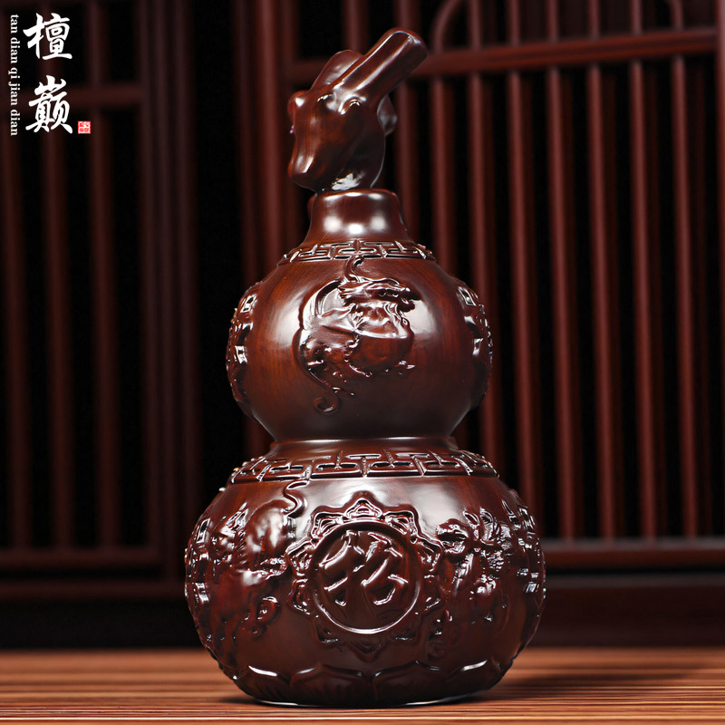 木雕葫芦摆件实木家居办公室装饰