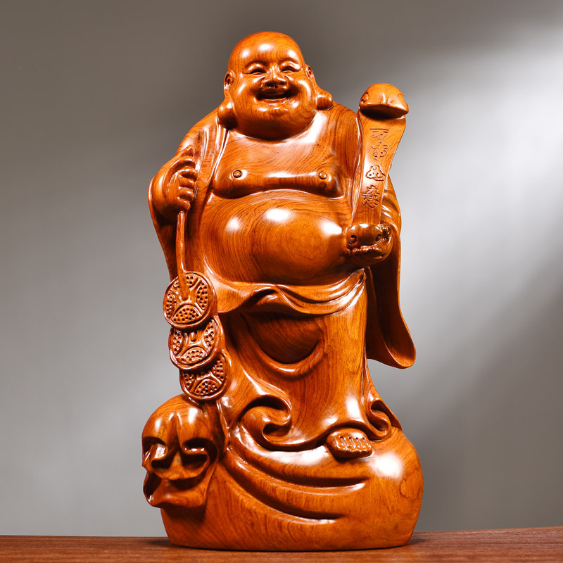 花梨木雕弥勒佛像摆件实木笑佛