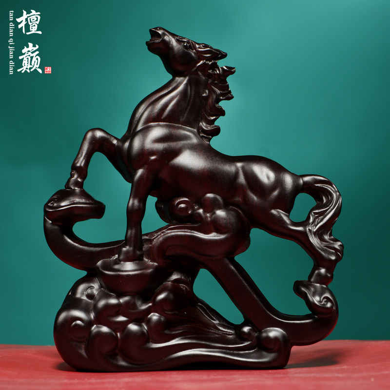 黑檀木雕马摆件动物十二生肖装饰