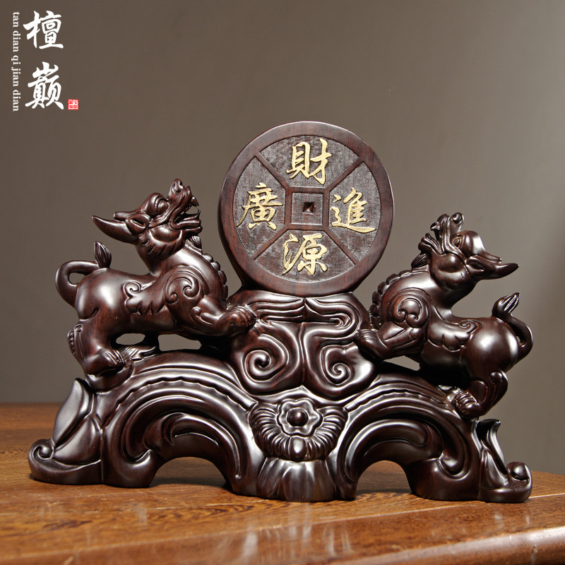 黑檀木雕刻玄关乔迁送礼貔貅摆件