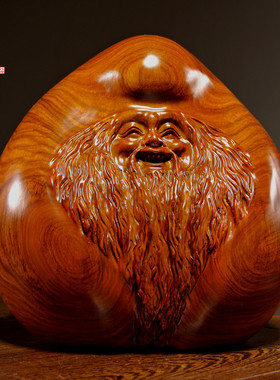 木雕摆件寿星公寓意生日工艺礼品