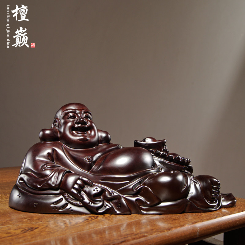 黑檀木家居客厅工艺品弥勒佛像