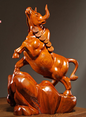 生肖雕刻拓荒牛家居客厅工艺礼品