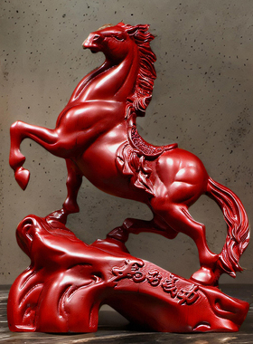 红花梨实木雕马摆件新中式马到成功家居客厅办公桌面装饰工艺礼品