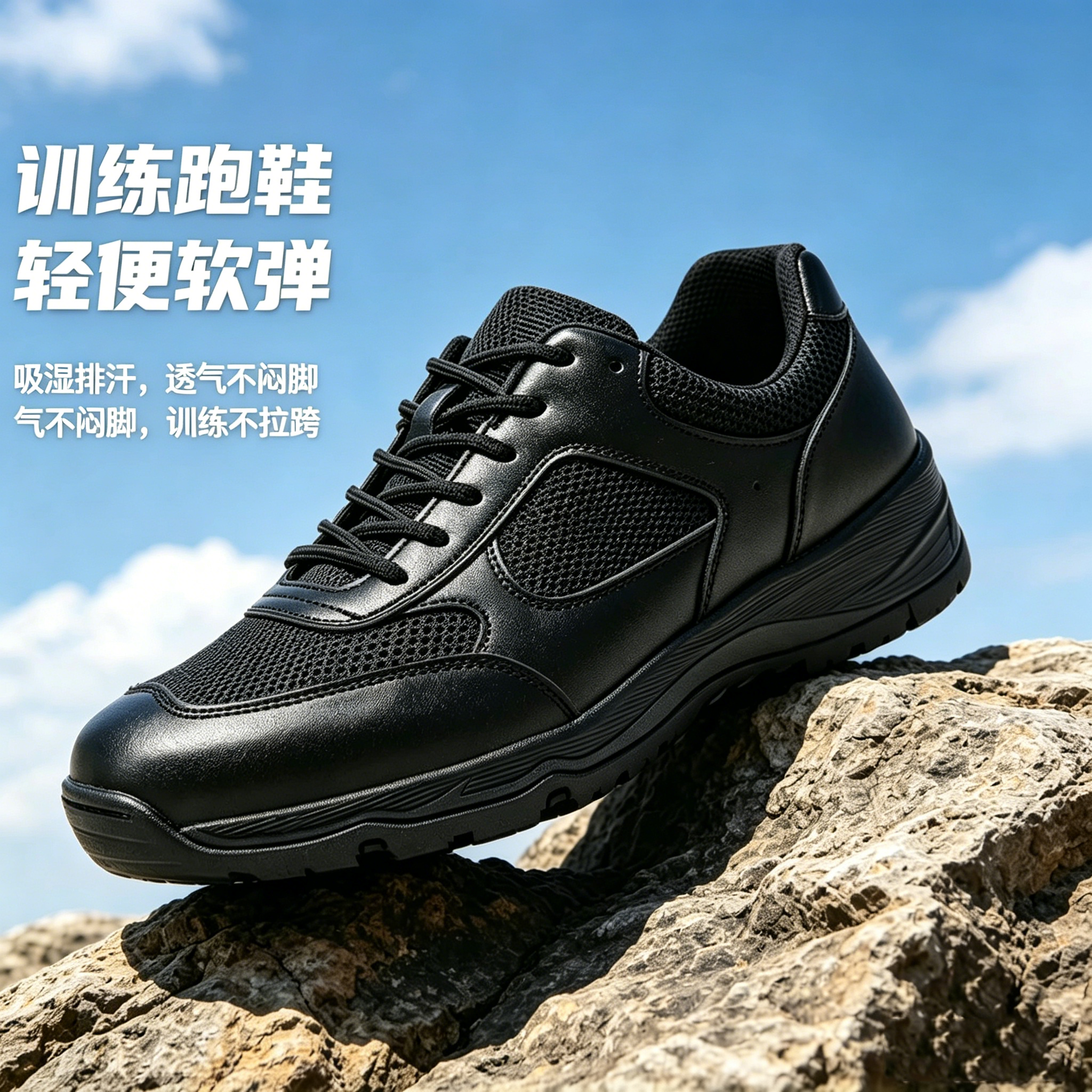 3544原厂夏季体能训练鞋透气耐磨防滑户外徒步运动休闲鞋小黑鞋男