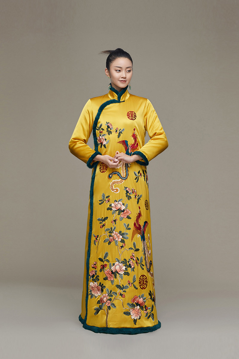 吉祥斋女装鸾凤呈祥中式棉衣桑蚕丝国风礼服秋冬新款舞台专柜正品