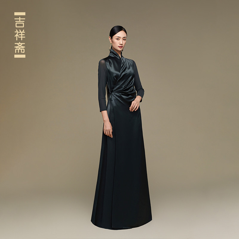 吉祥斋女装鸳鸯系带连衣裙礼服图片