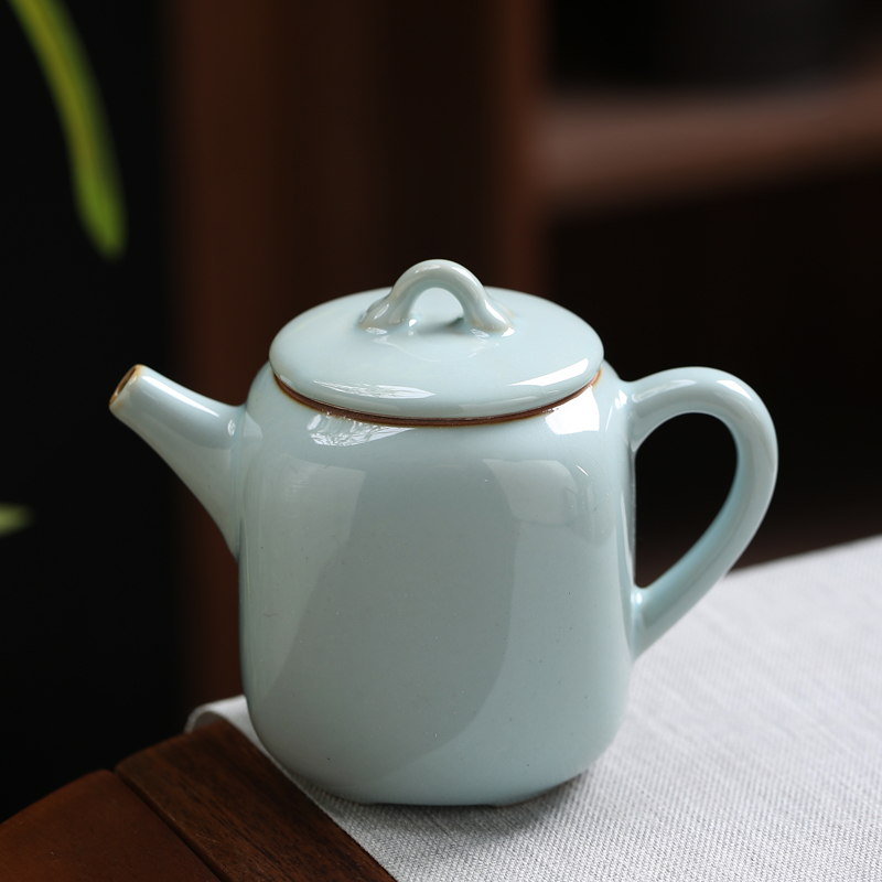 中式官窑四方茶壶泡茶陶瓷家用办公室功夫茶具茶水壶泡茶器单茶壶