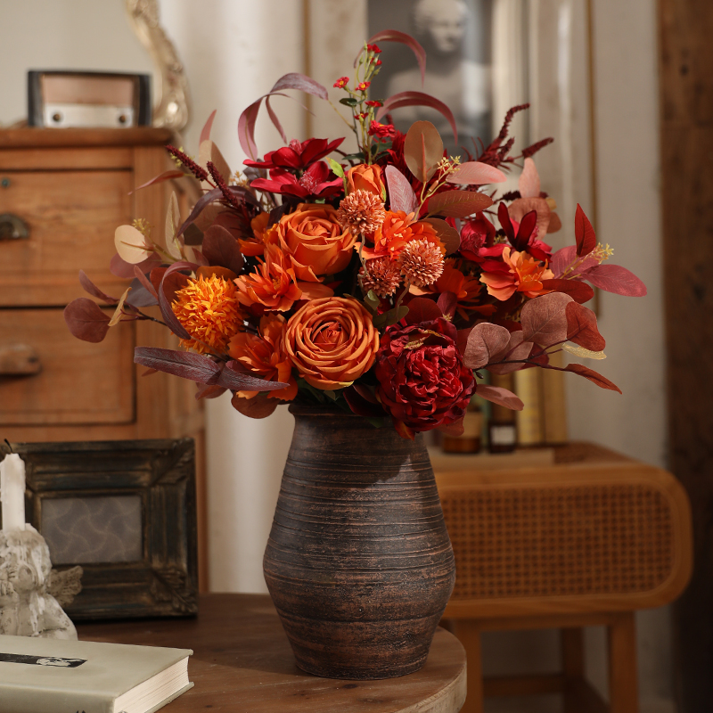 玫瑰花束高端仿真花家用摆件