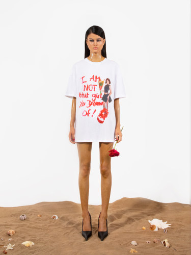 NOLA*Dream Girl T-shirt“我不是你的梦中情人”宽松透视白色T恤