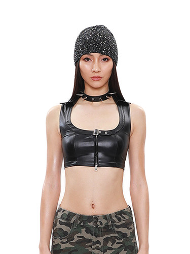 NOLA*ZipperedLeatherTop