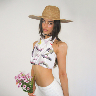 NOLA 夏日大作战 涂鸦感多穿法沙滩度假风丝绸丝巾方巾抹胸头巾