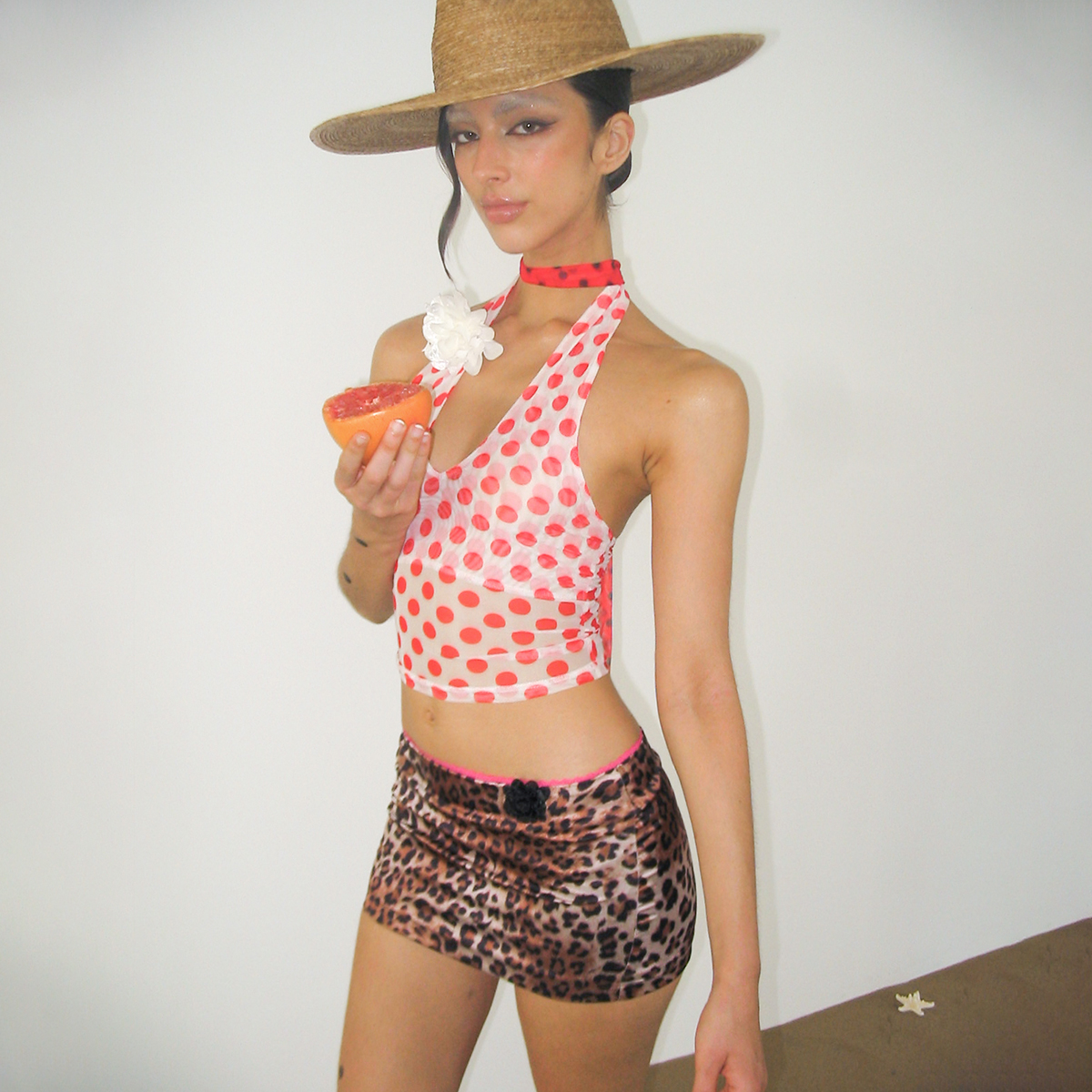 NOLA 豹纹狙击 性感辣妹粉色蕾丝腰头弹力低腰包臀短裙