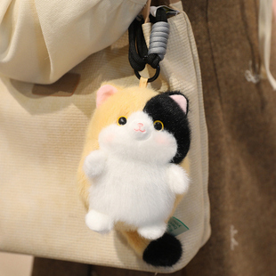 可爱小猫咪团子玩偶挂件仿真毛绒玩具三花猫包包钥匙扣挂饰礼物女