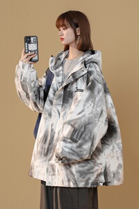 XZ230-1-22JK18秋中性风高品质水墨渐变扎染宽松休闲夹克P98控118图片