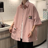 胖胖哥短袖衬衫男士ins潮牌设计感大码衬衣夏季港风宽松百搭外套，男装T恤，星座230-1