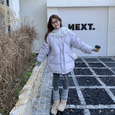 一只西由XIYO可脱卸针织帽白鸭绒立领中长款羽绒服冬季新款外套女