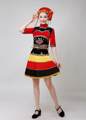 儿童彝族舞蹈服女广西三月三