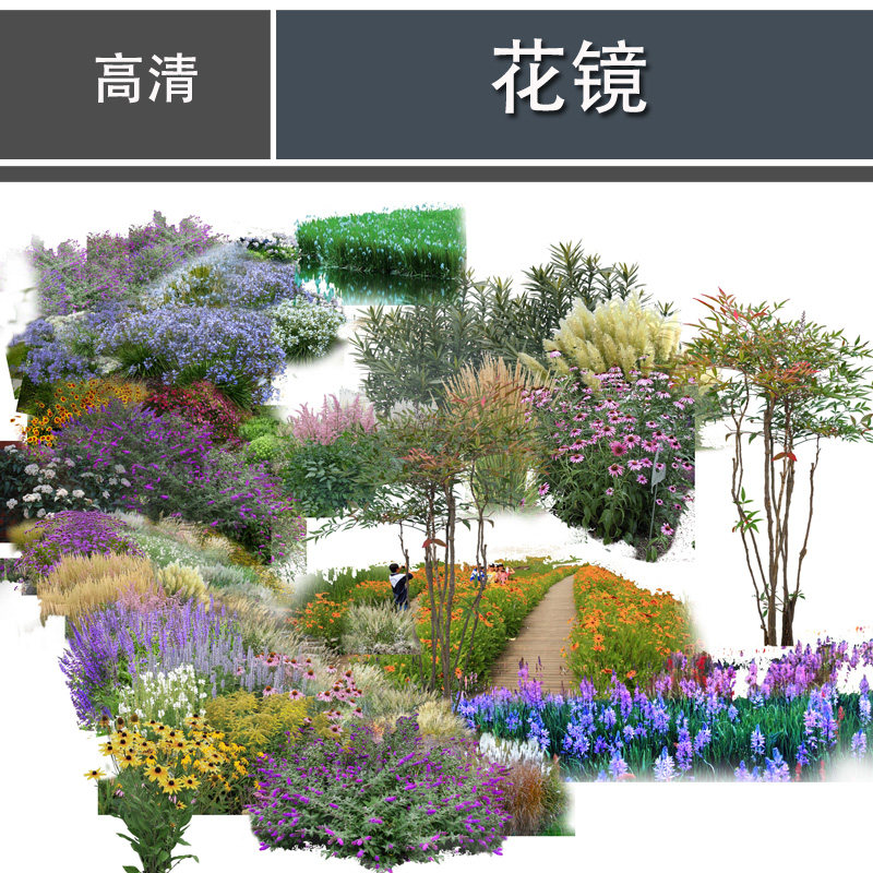 住宅公园美丽乡村园林景观设计ps后期植物高清花镜psd分层素材