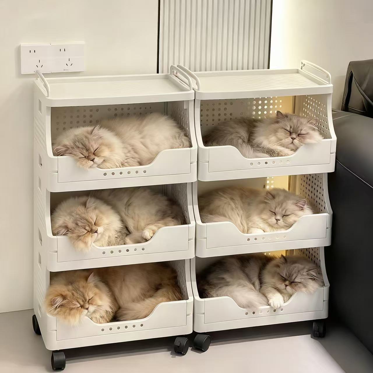 家用四季多层可折叠猫窝小推车