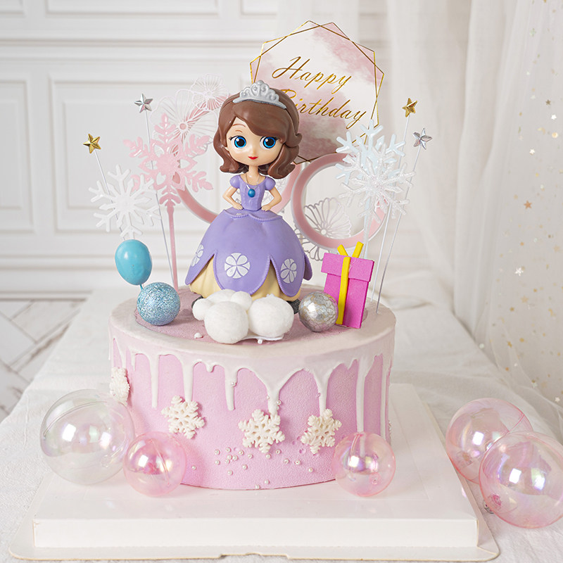 索菲亚公主蛋糕装饰摆件可爱q版苏菲亚公主女孩主题派对甜品插件