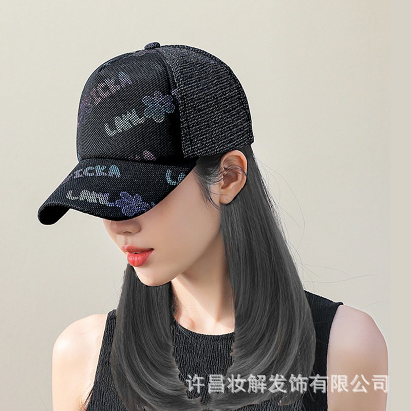 假发女短发帽子一体时尚春夏遮阳韩版鸭舌帽锁骨短发波波头全头套