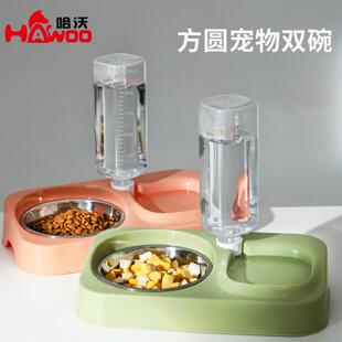 方圆宠物双碗不锈钢狗狗食盆喵咪饮水碗狗碗自动补水喂食器猫粮碗