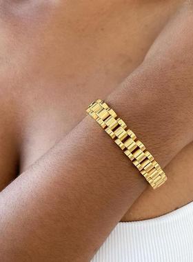 不锈钢项链镀金可拆卸腕带手镯手表链镀18k金保色定制