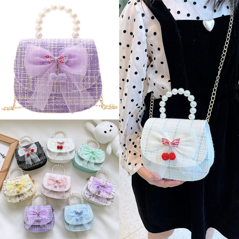 秋冬季新款女童斜挎包棉麻手提包洋气公主配饰包儿童单肩包