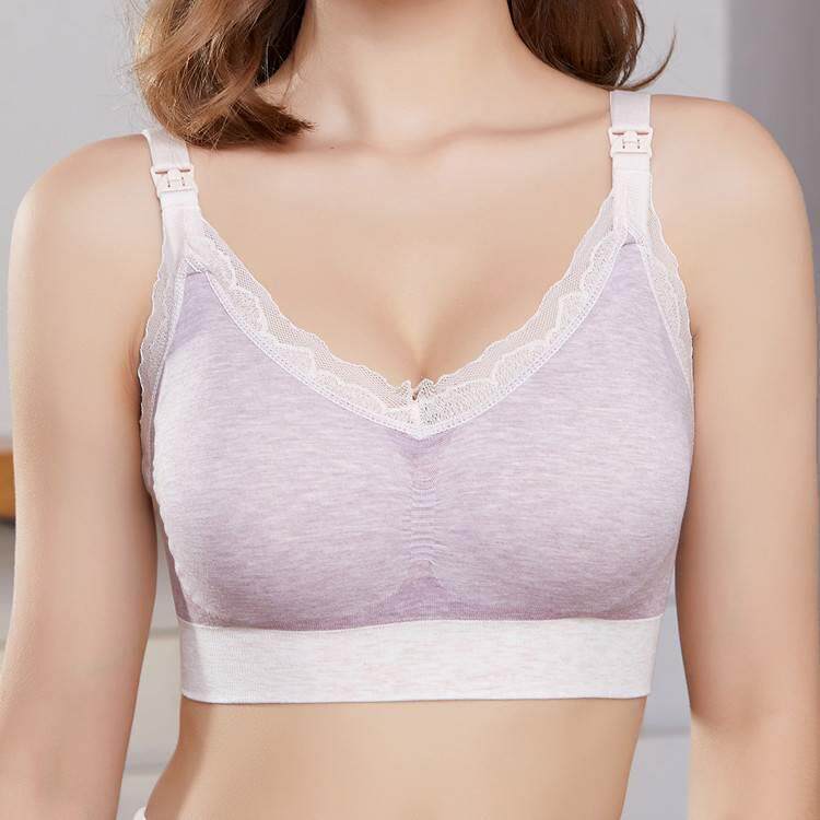 清仓处理莫代尔彩砂无缝撞色哺乳文胸外贸大码加大全罩杯孕妇内衣