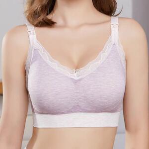 清仓处理莫代尔彩砂无缝撞色哺乳文胸外贸大码加大全罩杯孕妇内衣