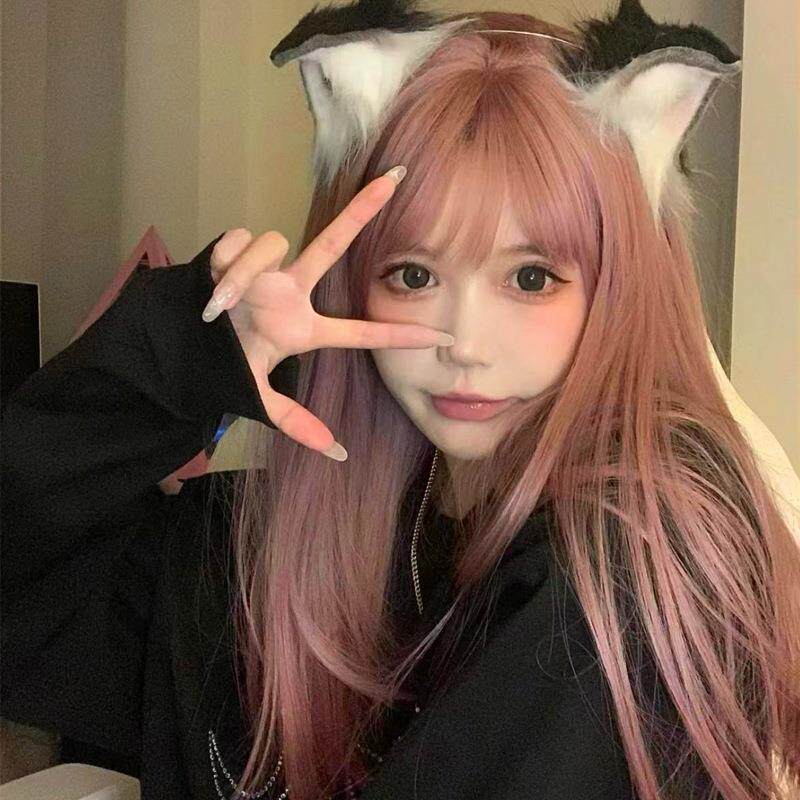 假发女长直夏薄藤粉色洛