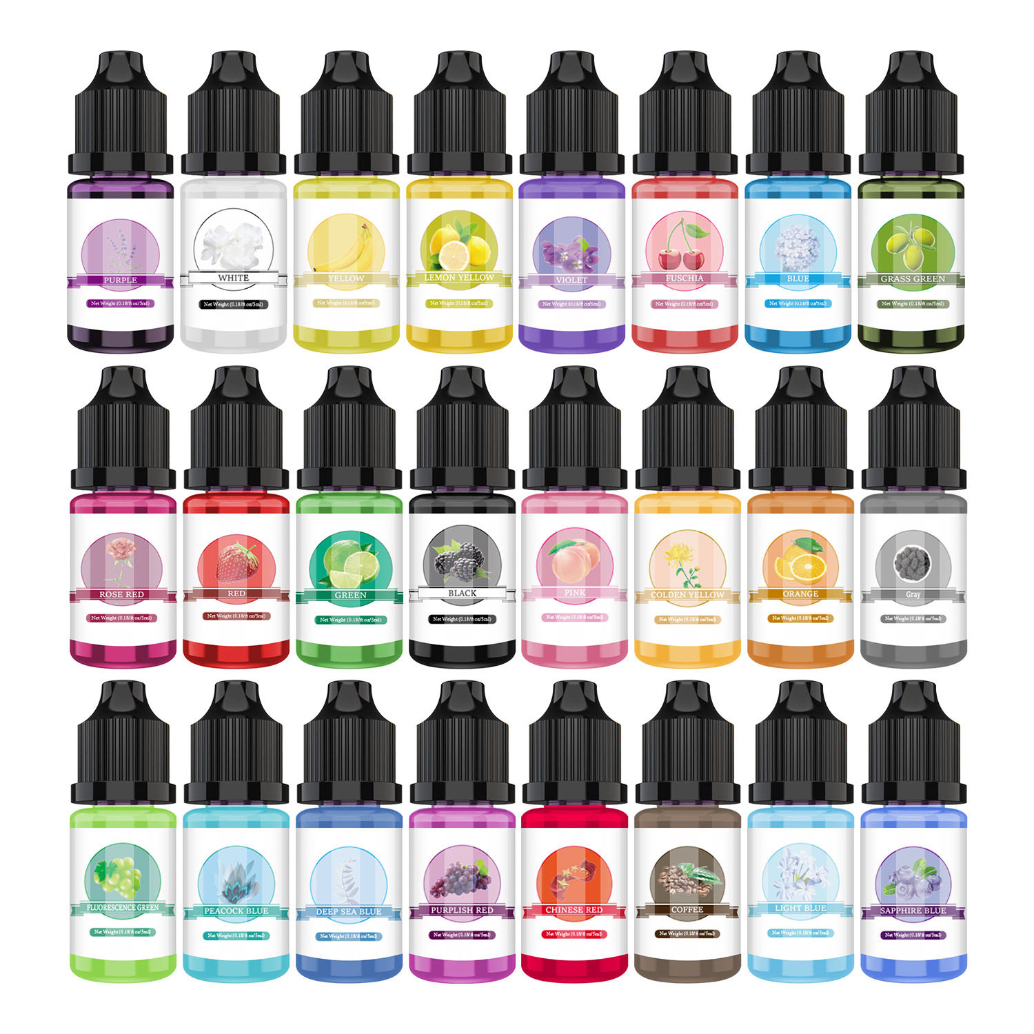 24色5ml/高浓缩滴胶色精手工diy晕染uv色素颜料着色好