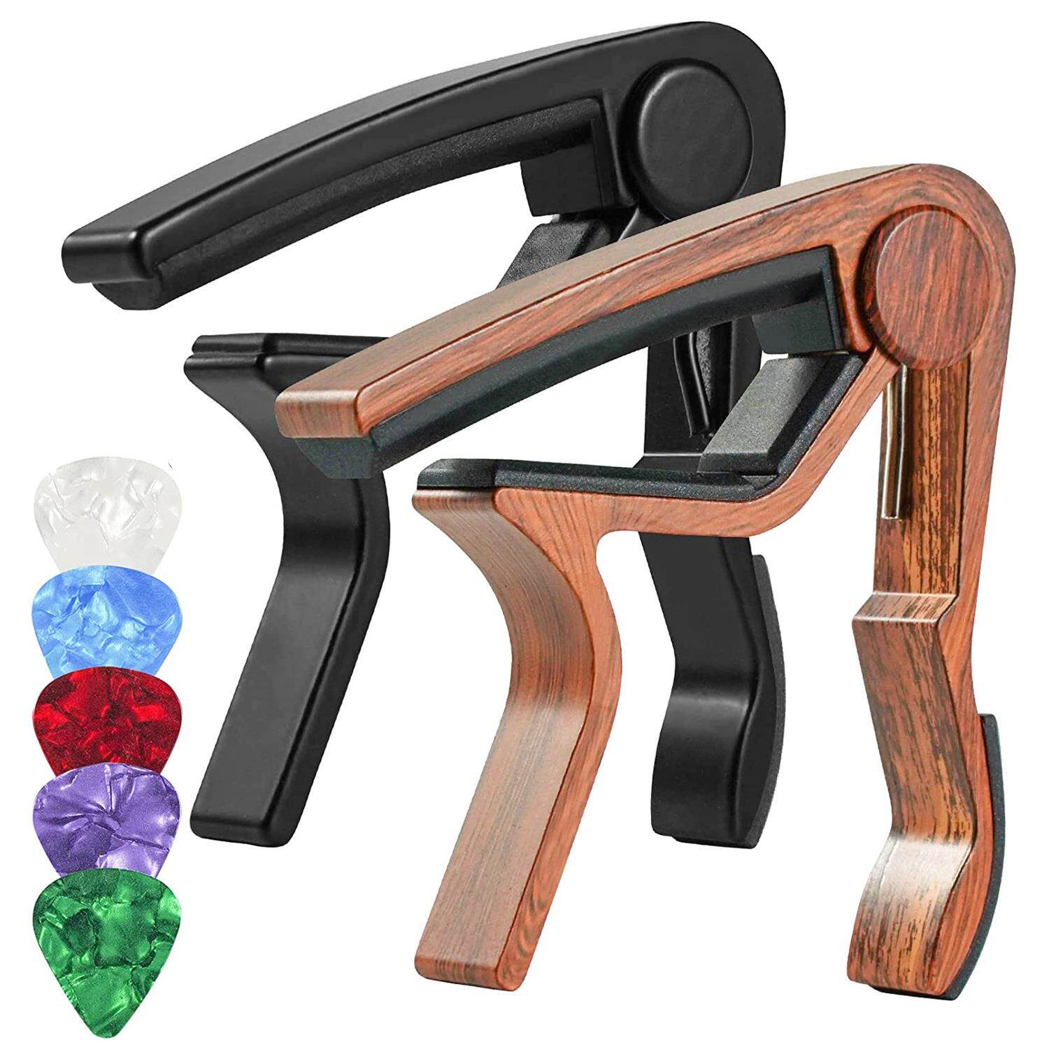 2个装民谣/电吉他变调夹铝合金木纹变调夹+5拨片 Guitar Capo定制