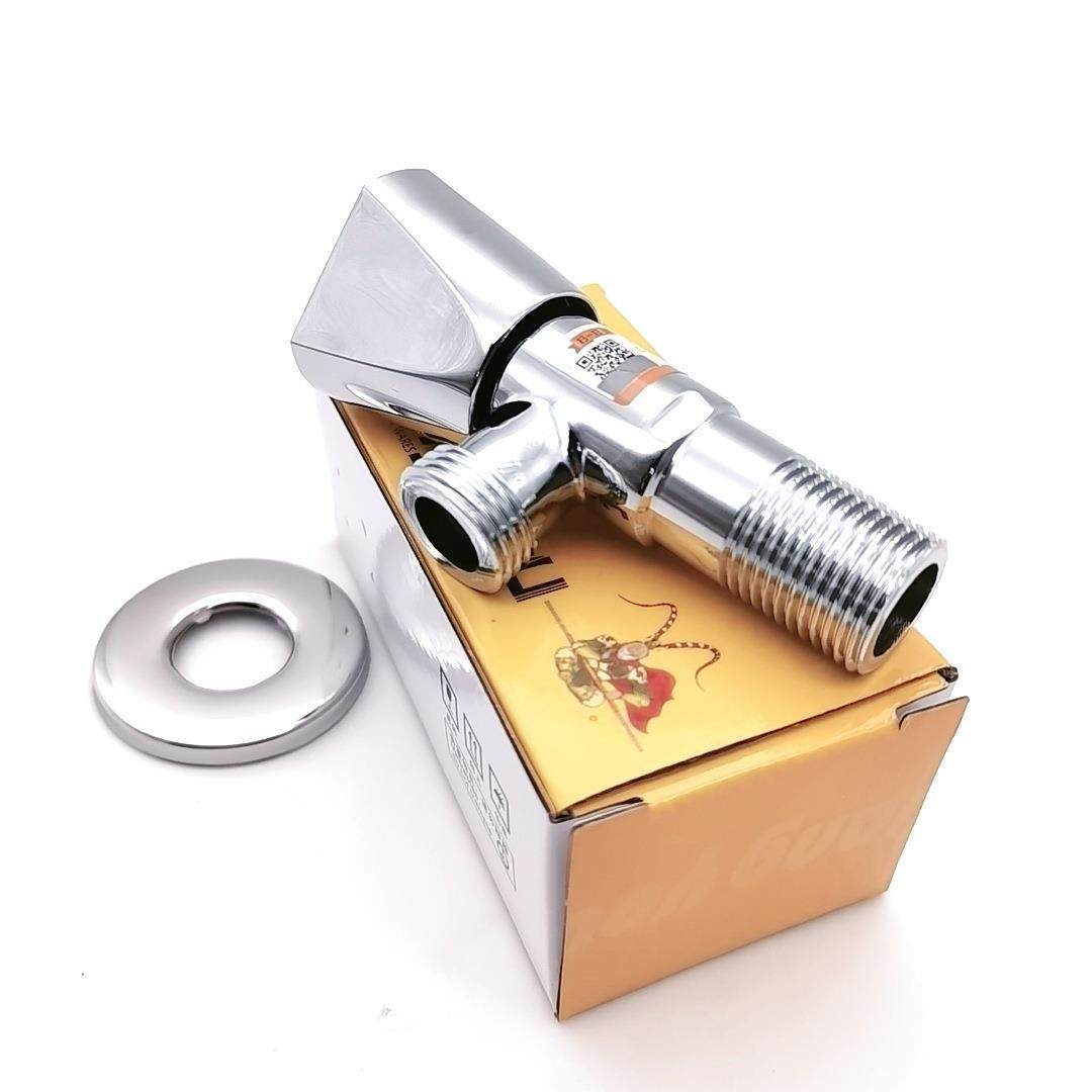 铜牙加长冷热全铜体三角阀热水器开关水阀红蓝4分八字阀三通角阀