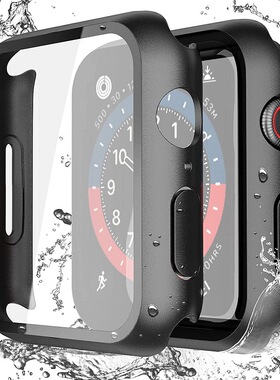 适用手表watch78910代钢化膜一体防水手表壳 iwatch表壳