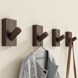 黑桃木挂钩门后玄关墙壁上客厅简约木质免打孔北欧高档实木衣帽钩