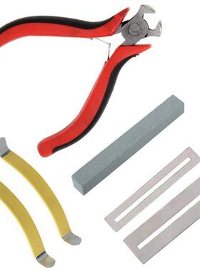 吉他工具套装 剪弦器 分弦器 品丝打磨垫片 打磨石绿色 修弦工具