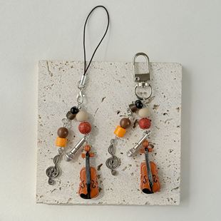 【提琴演奏】音乐小提琴串珠手机链小众复古包包挂件挂链钥匙扣