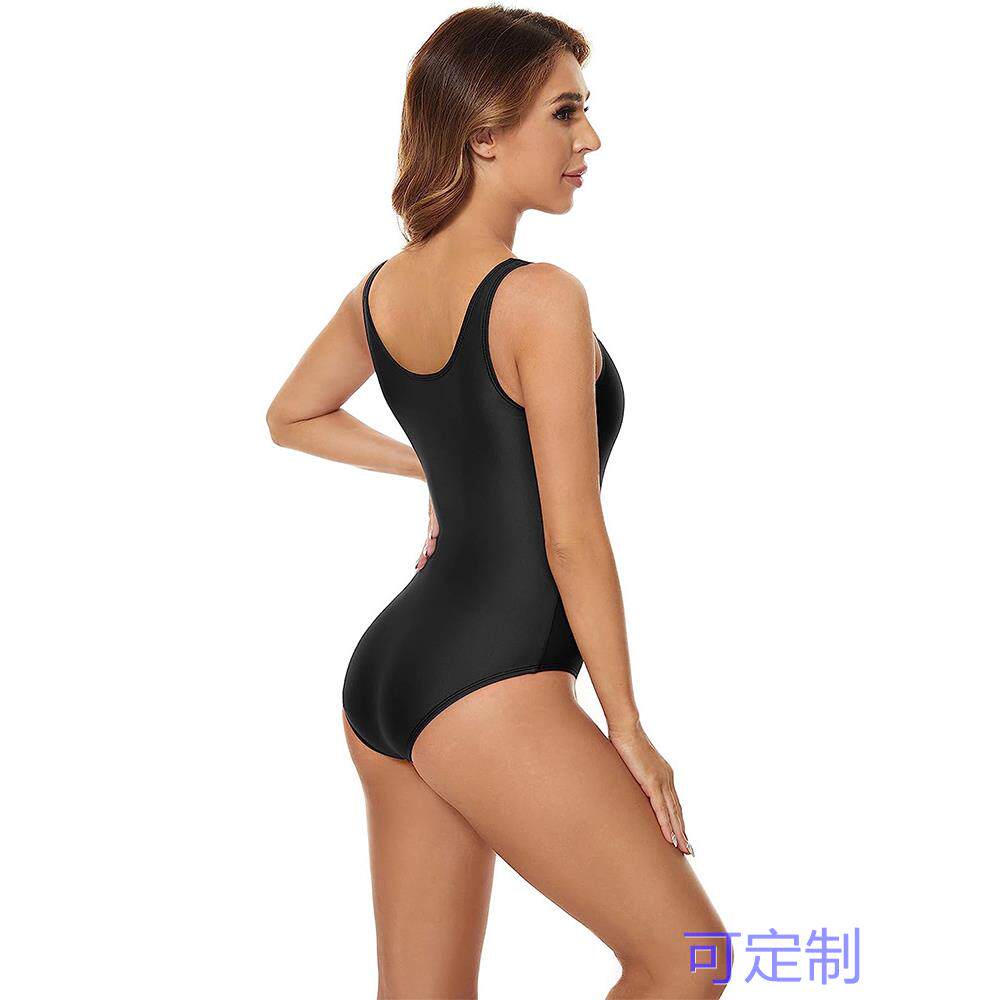 紧身连体服光泽丝色打底圆领体服塑身高叉舍宾形体体操泳衣